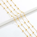 Golden stainless steel water wave bead chain for DIY hip-hop jewelry making - 1.7mm Width / Gold
