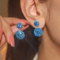 Elegant blue crystal snowflake drop earrings with sparkling rhinestones for women - Cape Blue