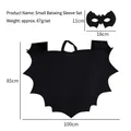 Kids black bat wing cape and mask set for Halloween cosplay, 100cm by 85cm size - One Size / Small Bat Cape + Mask