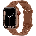 Correa de silicona marrón oscuro para Apple Watch con elegante diseño calado de ojo de gato - 44/45/46/49MM / Marrón