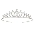 Serre-tête tiare argenté Style 13 pour fille avec cadre cœur et strass brillants - Couronne d'argent à cadre de cœur plein de diamants (Style 13)
