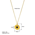 Detailweergave van vintage gouden ketting met blauwe steen en afmetingen van de hanger - Diepblauwe Edelsteen Ketting (YYN023195-LA)