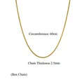 Collana a catena box in acciaio inossidabile dorato da 2,5 mm con circonferenza di 60 cm - Catena con Perle Quadrate Dorata (60cm)