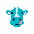 Perline in silicone a forma di mucca per dentizione neonati su sfondo bianco - Testa di Mucca Turchese