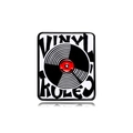 Vintage style record player vinyl rules enamel pin badge with classic black and red design - VINYL RULES Rectangular