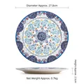 27.8cm bohemian ceramic dinner plate with ornate blue and yellow patterns - Locke Garden (11 Inch)