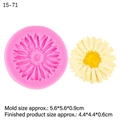 Pink silicone daisy flower mold with small finished yellow blossom display for DIY crafts - 15-71 / Pink