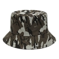 Detailed view of camouflage fisherman hat with multi-row stitching on the wide brim - M (56-58cm) / Grey-No.2