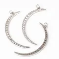 Three-piece silver crescent moon pendants with pavé-set sparkling rhinestones - Silver Zircon Crescent 3-Piece Set