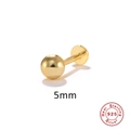 Minimalistischer 5mm S925 Sterling Silber Goldener Kugelohrstecker mit flacher Rückseite - 925er Silber / Gold 5mm - Einzelstück