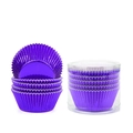 Metallic purple aluminum foil cupcake liners in clear cylinder packaging for muffins - Aluminum Foil Liner / Purple