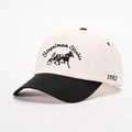 Vintage Siegelman Stable carriage embroidery baseball cap in cream and black contrast color - Adjustable / Cream/Black