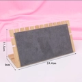 Bamboo and dark gray velvet necklace display stand with 24.4cm serrated edge for jewelry - Gray Velvet - 12 Slot Horizontal Stand