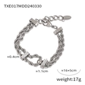 Geflochtenes Armband aus Edelstahl in Silber mit Kristallakzenten und Karabinerverschluss - Doppellagiges geflochtenes Armband / Stahlfarbe