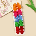 Set of 10 colorful grosgrain ribbon bow hair clips in five vibrant colors for kids - Style 18