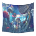 Detail of vibrant forest mushroom tapestry with surreal fantasy design on white background - Zj422-19 / 150X200CM (Brushed Fabric)
