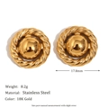 Twisted Edge Hollow Shield Studs Gold