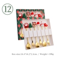 6-piece gold Christmas spoon and fork set with cartoon charms in a festive gift box - No.12 - 6PCS Green Box Set / Gold