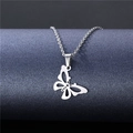 Minimalist hollow butterfly pendant necklace in polished titanium steel on display - Hollow Butterfly Wings