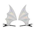 Iridescent silver bat wing hair clips for Halloween party and cosplay costumes - #8 Silver Bat Hair Clips