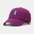 Detail of cute dinosaur embroidery on dark purple cotton baseball cap for kids - M (56-58cm) / Purple