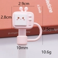 Pink TV-shaped 10mm silicone straw topper with detailed size and weight dimensions - Bagged without Straw / Pink TV
