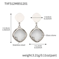 Silver stainless steel rhombic glass stone earrings with size and weight details - Earrings / Steel-White