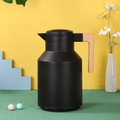 Nordic 1L black thermal carafe with wooden handle and glass liner for coffee - Plain Style / 028 Black