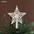 White glitter hollow star Christmas tree topper ornament measuring 17cm by 14cm - 14CM Hollow Tree Top Star