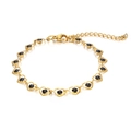 Bracciale dorato con maglie a cuore nere e chiusura a moschettone regolabile - Nero
