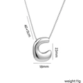Polished silver balloon letter C pendant necklace with dimensions and weight specs - Letter C (Silver)