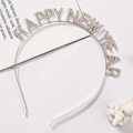 Silver HAPPY NEW YEAR headband with rhinestones for festive New Year party celebration - Happy New Year Text Style / Silver
