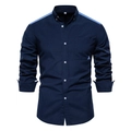 Camisa informal Oxford azul marino para hombre con retazos azul claro en los hombros - S / Azul Marino