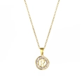 18K gold stainless steel necklace with round letter R pendant and zircon stones - Letter R