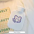 White plush hot water bottle with cute bear embroidery and 'I like you' text - 500ml / Smiling Bear