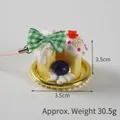 Mini simulation cake charm with green bow and blueberry detail, 3.5cm and 30.5g size - Simulation Cake Pendant / Green Bow