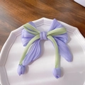 Elegant purple and light green tulip ribbon scrunchie hair accessory on a tray - Pearl Purple Hair Clip