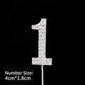 Décoration de gâteau d'anniversaire numéro 1 argentée avec strass et tige 4cm - Chiffre 1 en Alliage Argent