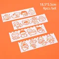 4er-Set DIY-Cartoon-Zeichenschablonen für Bullet Journaling, Größe 18,5x5,5 cm auf orangefarbenem Grund - Wechselhafter Elf 4 Stück/Set