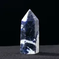 Natural Sodalite hexagonal crystal point pillar with blue and white marble textures - Blue Sodalite / Single Point 7-8cm