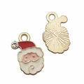 Christmas Santa Claus enamel metal charms with red gold finish and crystal rhinestone - 8860-Santa Claus 10x16mm