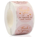 Pink round thank you stickers roll with rose gold foil for small business packaging - R118-500PCS Thank You Stickers/Roll