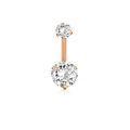 Roségold Bauchnabelpiercing-Set mit klaren Zirkonia und poliertem Metall - Roségold Oben-Unten Zirkon