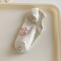 Beigefarbene Invisible Socks mit bunten Punkten und rosa Logo-Stickerei für Damen - Einheitsgröße / Cremefarben