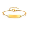 Size guide for gold stainless steel ID bracelet with floral links and engraved plate - Gold (BR2159)