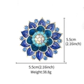Dimensiones detalladas del broche de flor de loto azul con 5,5 cm de diámetro y 38,8 g - Kc Gold Loto Azul