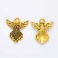 Detailed view of angel-shaped vintage alloy charms in golden finish for DIY jewelry - Antique Gold