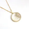 Collana vintage placcata oro 18K con ciondolo a sole in conchiglia e zirconi cubici - NN11-5 Placcato Oro Sole Grande / Oro Sole-Grande
