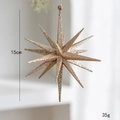 Sparkling 15cm champagne gold 14-point star ornament with glitter finish for Christmas tree - Large Champagne