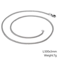 Titanium steel curb chain necklace in silver finish, 500mm length and 3mm width - 3mm / 50cm / Steel